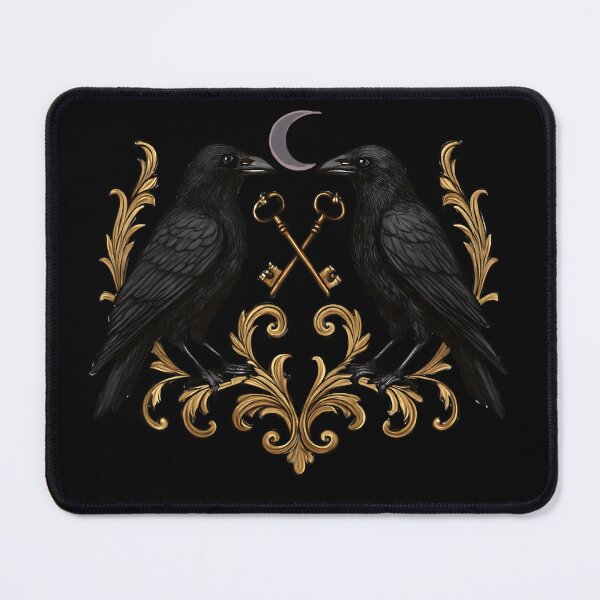 Item preview, Gothic Raven Crest with Crossed Keys & Crescent Moon designed and sold by Mouraludia.