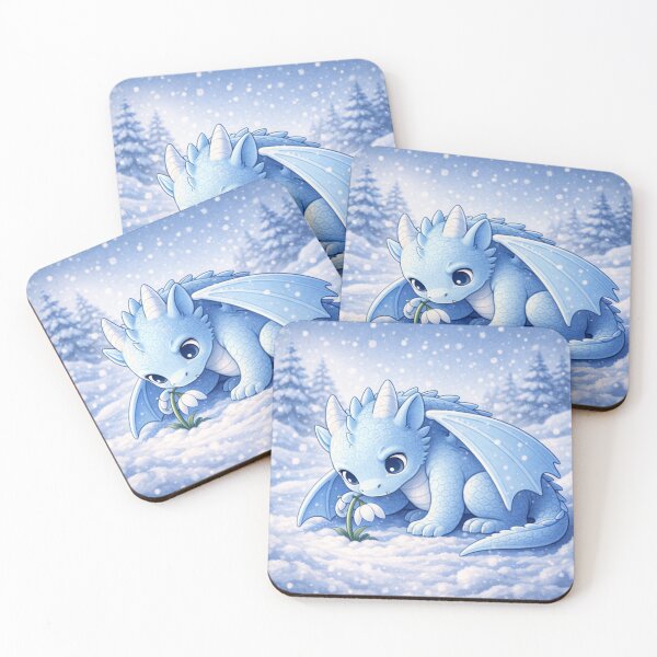 Artikelvorschau, Babydrache beschützt Winterblume – Niedliche Fantasy-Drachenkunst entworfen und verkauft von EpicDragons-.