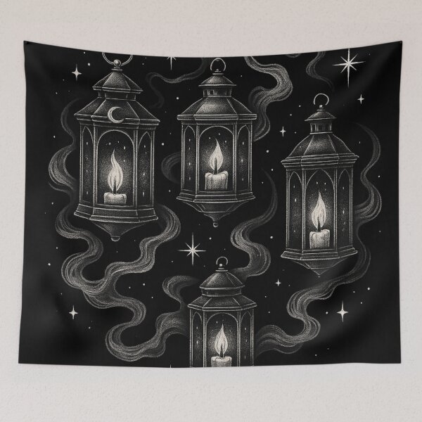 Item preview, Gothic Lantern Candle Art – Dark Academia Night Lantern Illustration designed and sold by Mouraludia.