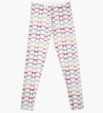 Cat Eye Glasses Pattern - Retro Waves of Color Leggings