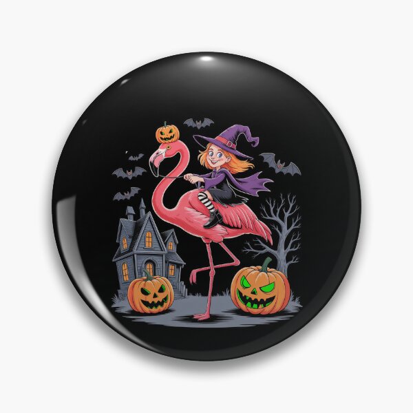 Item preview, Witch Riding Flamingo Halloween Horror Carved Pumpkins designed and sold by genkihikki.