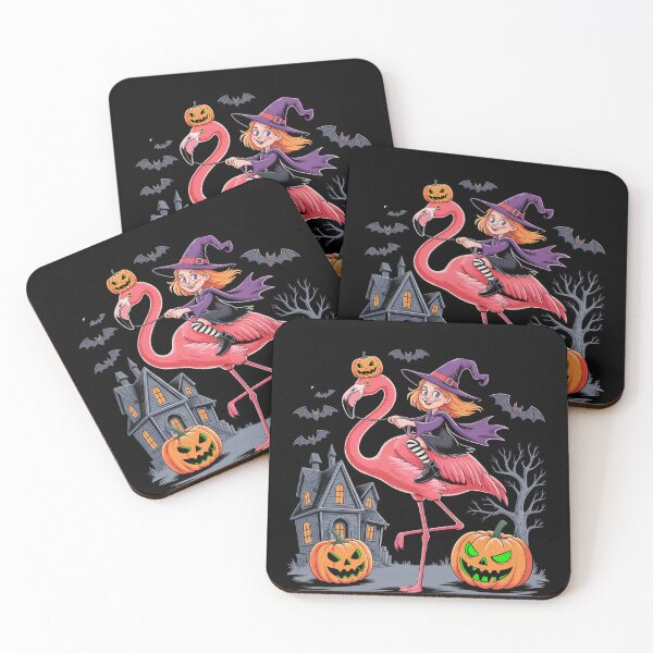 Item preview, Witch Riding Flamingo Halloween Horror Carved Pumpkins designed and sold by genkihikki.