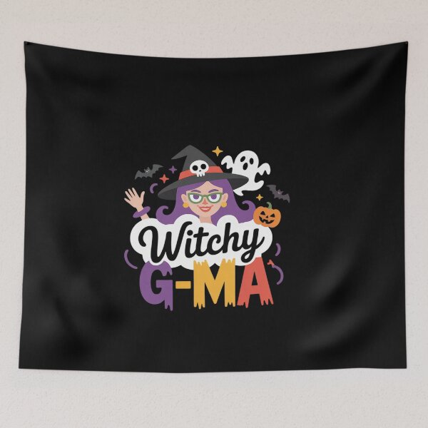 Item preview, Witchy G-Ma Messy Bun Halloween Skull Pumpkin Spooky Season designed and sold by genkihikki.