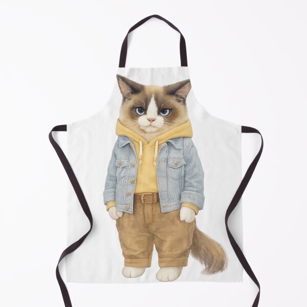 Item preview, Cute Fashion Cat Illustration – Stylish Ragdoll Cat in Hoodie & Denim Jacket designed and sold by Monchatra.