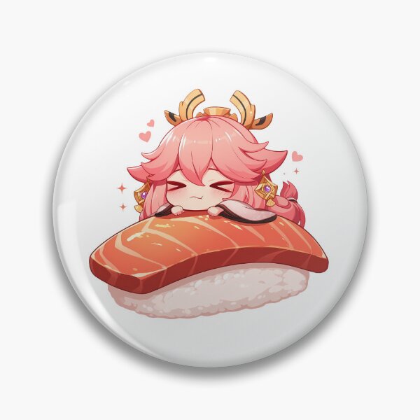 Item preview, Yae Miko Kawaii Chibi Sushi Love From Genshin Impact Game designed and sold by CarlosBender.
