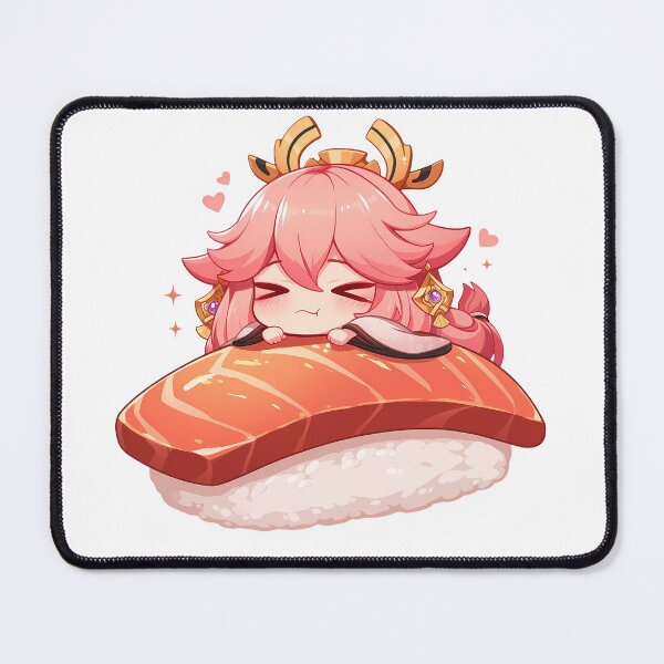 Item preview, Yae Miko Kawaii Chibi Sushi Love From Genshin Impact Game designed and sold by CarlosBender.