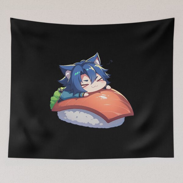 Item preview, Jin Kisaragi Blazblue Game Chibi Sushi Kawaii Blue Hair Anime designed and sold by CarlosBender.