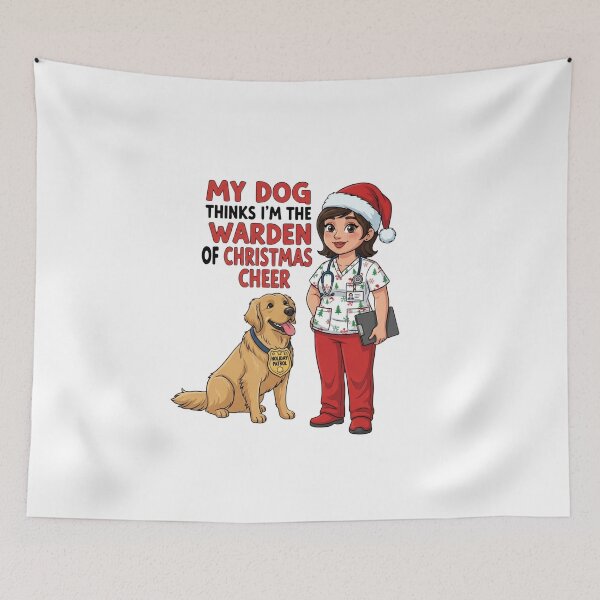 Item preview, My Dog Thinks I’m the Warden of Christmas Cheer – Funny Nurse Dog Parent Holiday designed and sold by CuteDesignables.