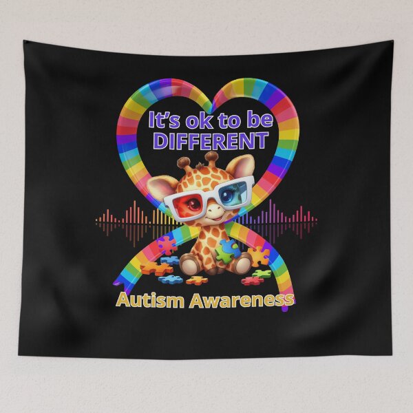 Item preview, It's OK to be Different Autism Awareness Shirt | Cute Giraffe Puzzle Piece Rainbow Design | Neurodiversity Support Gift designed and sold by Printiza_Land.