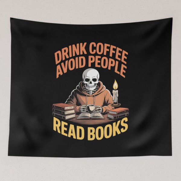 Item preview, Womens Drink Coffee Avoid People Read Books Skeleton Halloween designed and sold by ProudForFunny.