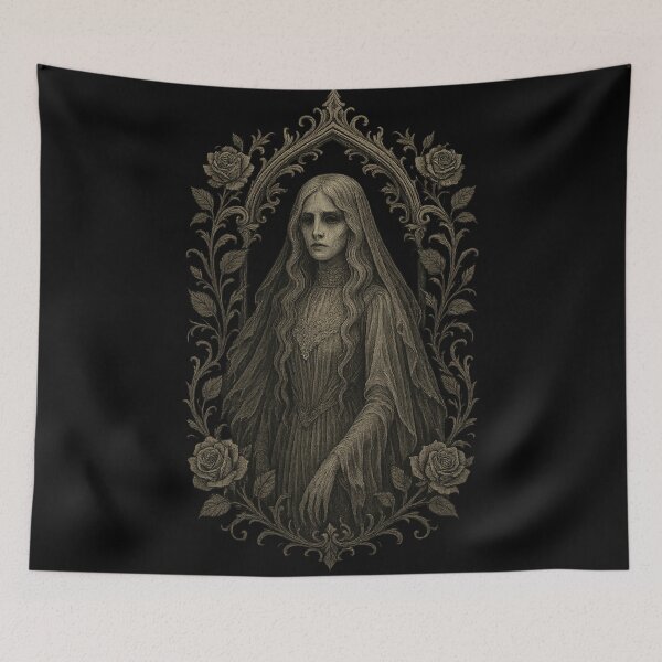 Item preview, Gothic Mourning Saint – Dark Victorian Woman Portrait designed and sold by Mouraludia.