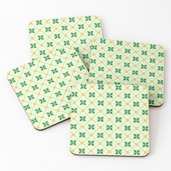 Item preview, Green botanical vintage tiles  designed and sold by alanamaeart.