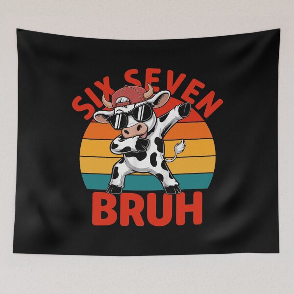 Item preview, Six Seven 67 6 7 Bruh Funny Meme Cow with Sunglasses designed and sold by LashondaGreen89.