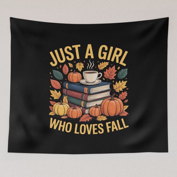 Item preview, Womens Just a Girl Who Loves Fall Autumn Vibes Books & Coffee designed and sold by ProudForFunny.
