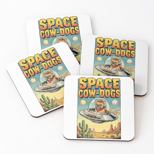 Item preview, Space Cow-Dogs: Retro Sci-Fi Western French Bulldog in UFO designed and sold by jaysapsales.