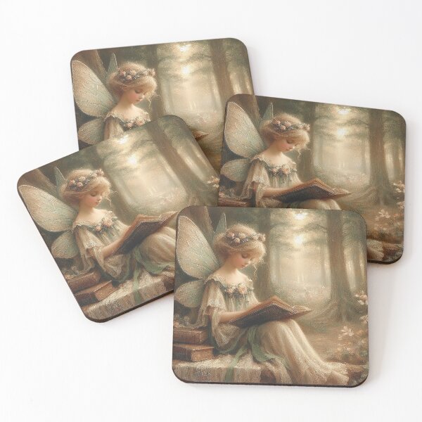 Item preview, Vintage Inspired Young Fairy Reading A Book In The Forest | Fairy Art designed and sold by Nicole-Cherie.