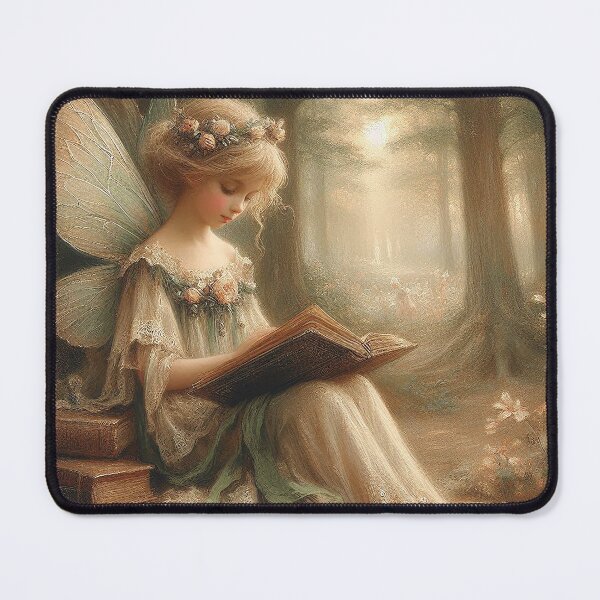 Item preview, Vintage Inspired Young Fairy Reading A Book In The Forest | Fairy Art designed and sold by Nicole-Cherie.