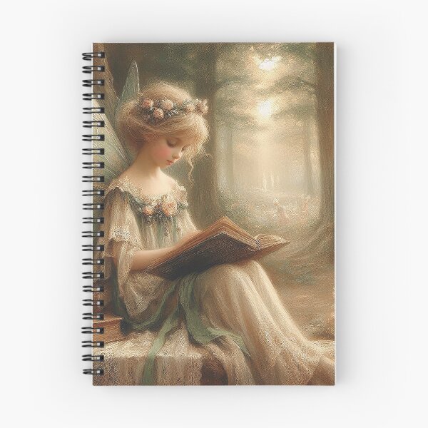 Item preview, Vintage Inspired Young Fairy Reading A Book In The Forest | Fairy Art designed and sold by Nicole-Cherie.