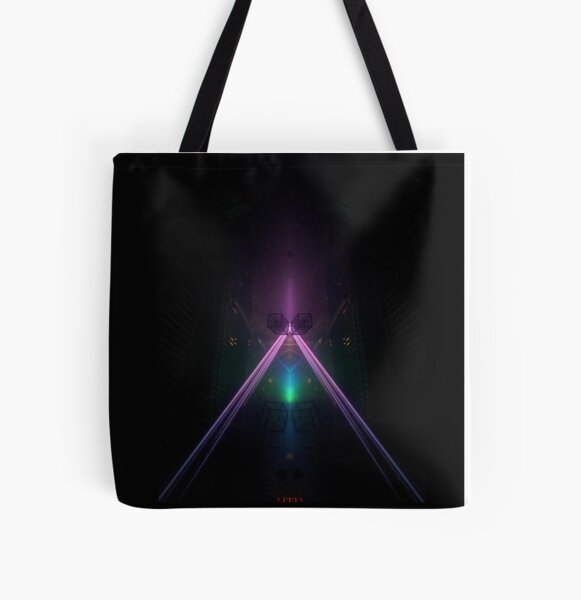 Purple Neon Lines All Over Print Tote Bag