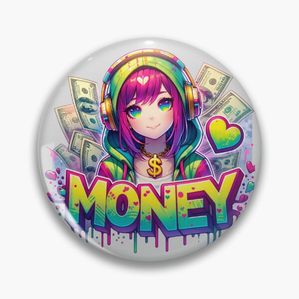 Item preview, Money Anime Girl Art – Colorful Cute Streetwear Illustration with Dollar Vibes designed and sold by TshirtMyMom.