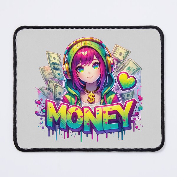 Item preview, Money Anime Girl Art – Colorful Cute Streetwear Illustration with Dollar Vibes designed and sold by TshirtMyMom.
