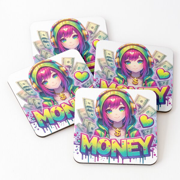 Item preview, Money Anime Girl Art – Colorful Cute Streetwear Illustration with Dollar Vibes designed and sold by TshirtMyMom.