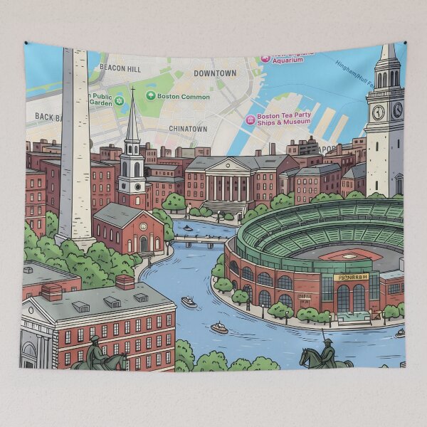 Item preview, Boston Cityscape Matte Art Print, Premium Travel Poster, Urban Wall Decor, City Skyline Illustration Print designed and sold by shopcanva.