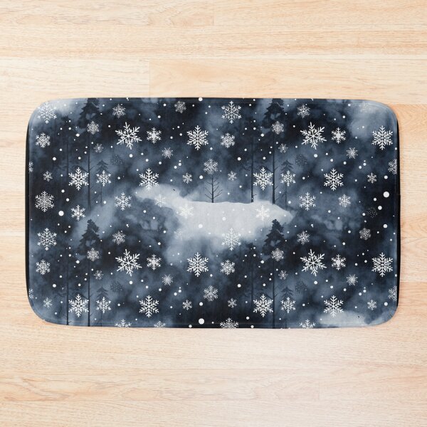Item preview, Winter forest landscape with snowflakes seamless pattern designed and sold by SassyArtistry.