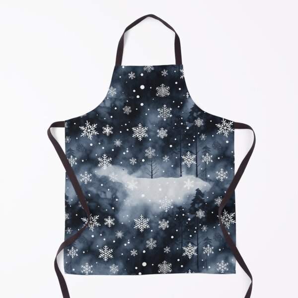 Item preview, Winter forest landscape with snowflakes seamless pattern designed and sold by SassyArtistry.