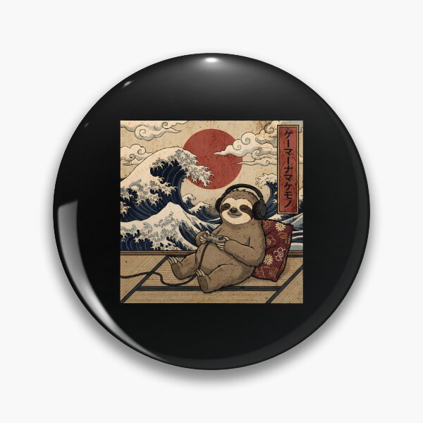 Item preview, Vintage Retro Japanese Art - Great Wave Gamer Sloth designed and sold by Mason-Pride.