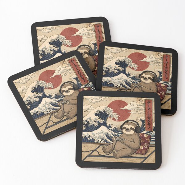 Item preview, Vintage Retro Japanese Art - Great Wave Gamer Sloth designed and sold by Mason-Pride.