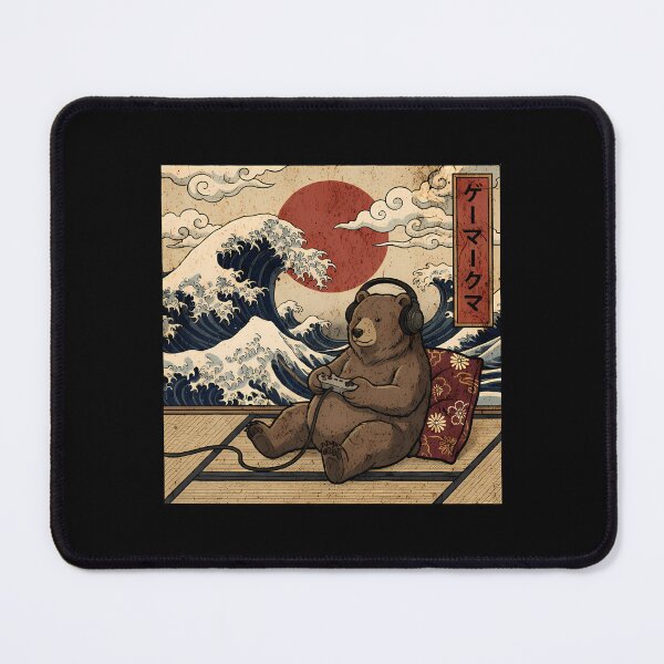 Item preview, Vintage Retro Japanese Art - Great Wave Gamer Bear designed and sold by Mason-Pride.