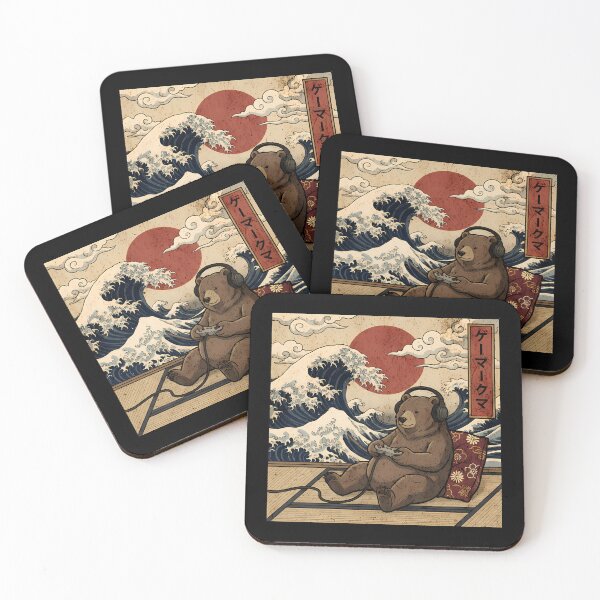 Item preview, Vintage Retro Japanese Art - Great Wave Gamer Bear designed and sold by Mason-Pride.