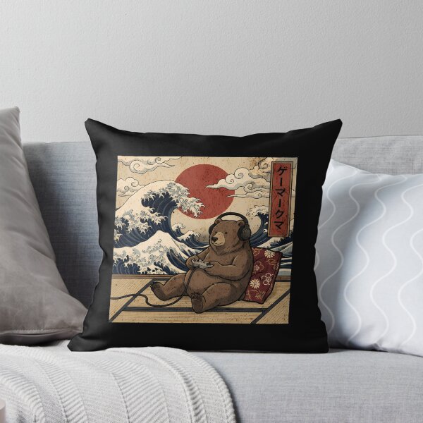 Item preview, Vintage Retro Japanese Art - Great Wave Gamer Bear designed and sold by Mason-Pride.