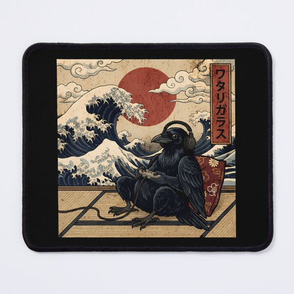 Item preview, Vintage Retro Japanese Art - Great Wave Gamer Crow designed and sold by Mason-Pride.