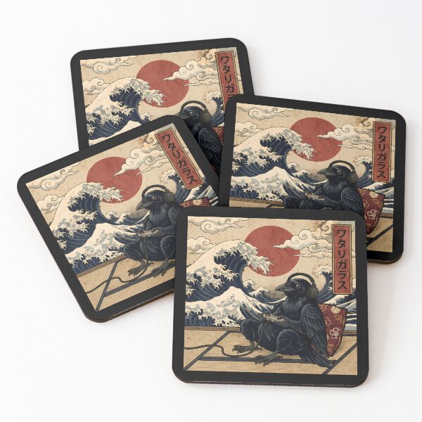 Item preview, Vintage Retro Japanese Art - Great Wave Gamer Crow designed and sold by Mason-Pride.