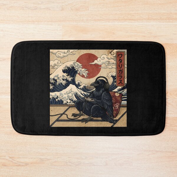 Item preview, Vintage Retro Japanese Art - Great Wave Gamer Crow designed and sold by Mason-Pride.