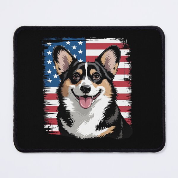 Item preview, American USA Flag 4th July Fourth Black Tricolor Corgi Lover designed and sold by KonopikaaArt.
