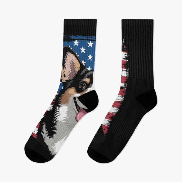 Item preview, American USA Flag 4th July Fourth Black Tricolor Corgi Lover designed and sold by KonopikaaArt.