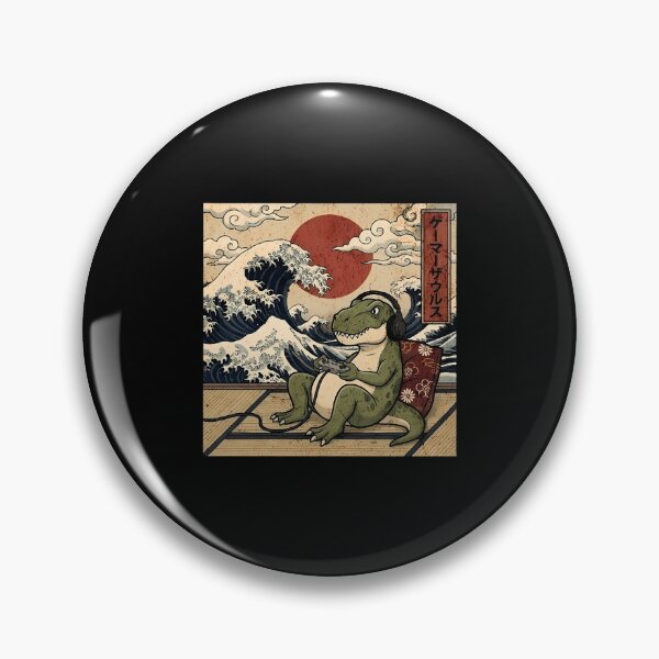 Item preview, Vintage Retro Japanese Art - Great Wave Gamer T-Rex designed and sold by Mason-Pride.