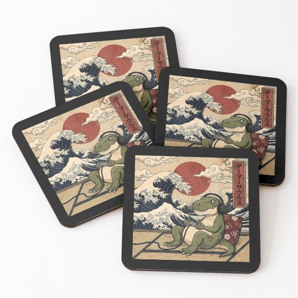 Item preview, Vintage Retro Japanese Art - Great Wave Gamer T-Rex designed and sold by Mason-Pride.