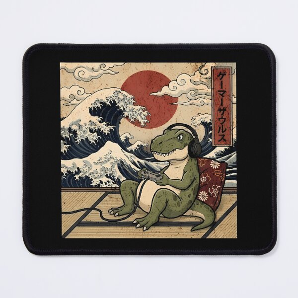 Item preview, Vintage Retro Japanese Art - Great Wave Gamer T-Rex designed and sold by Mason-Pride.