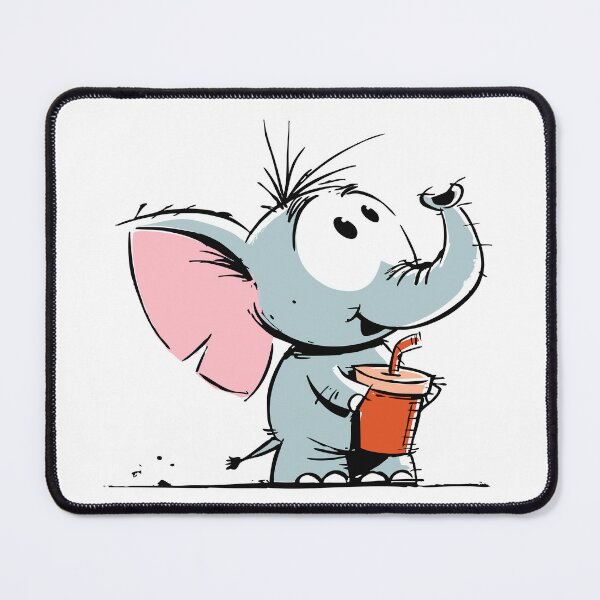 Item preview, Cute Baby Elephant Holding a Sippy Cup Cartoon Drawing designed and sold by LD ART.