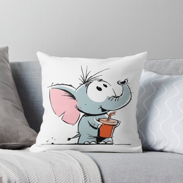 Item preview, Cute Baby Elephant Holding a Sippy Cup Cartoon Drawing designed and sold by LD ART.