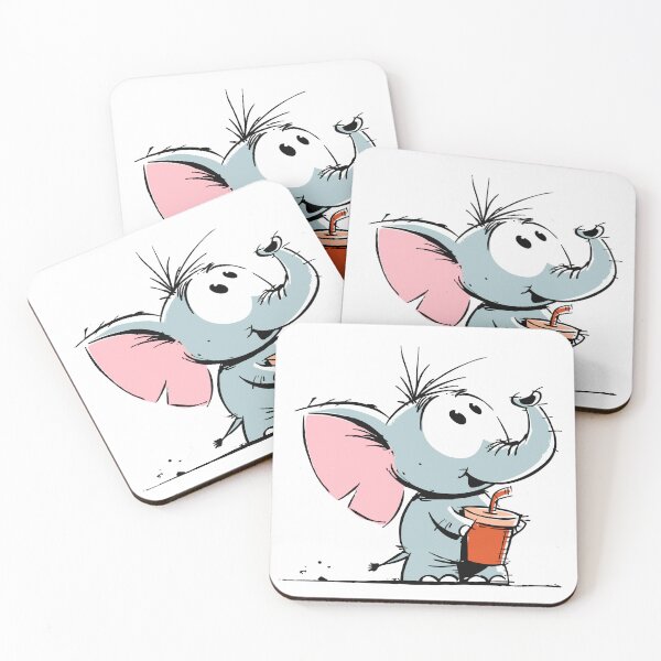 Item preview, Cute Baby Elephant Holding a Sippy Cup Cartoon Drawing designed and sold by LD ART.