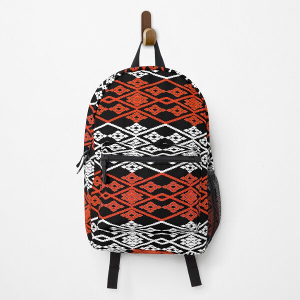 Item preview, Ethnic style pattern- red & white on black designed and sold by Sukjai@Design.