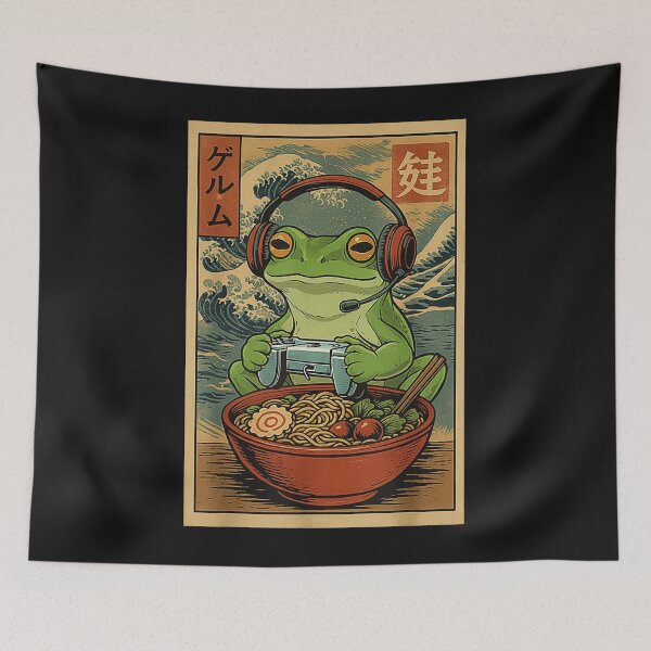 Item preview, Gamer Frog Ramen Bowl Japanese Art designed and sold by FemmeForge.
