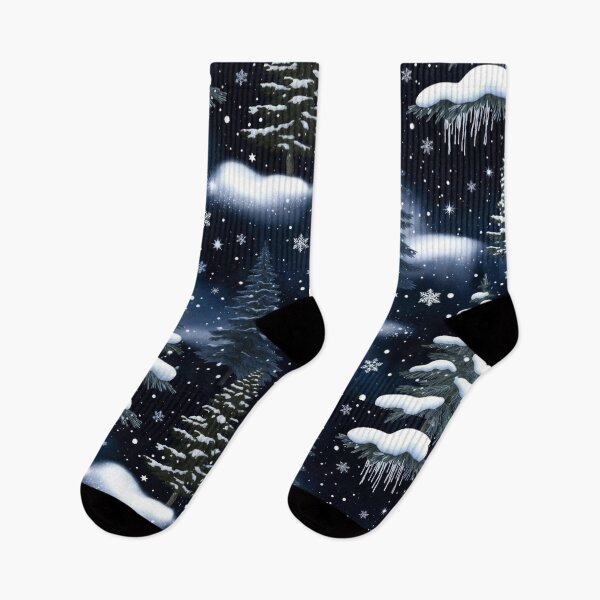 Item preview, Snowy Night Forest With Pine Trees And Falling Snow designed and sold by SassyArtistry.