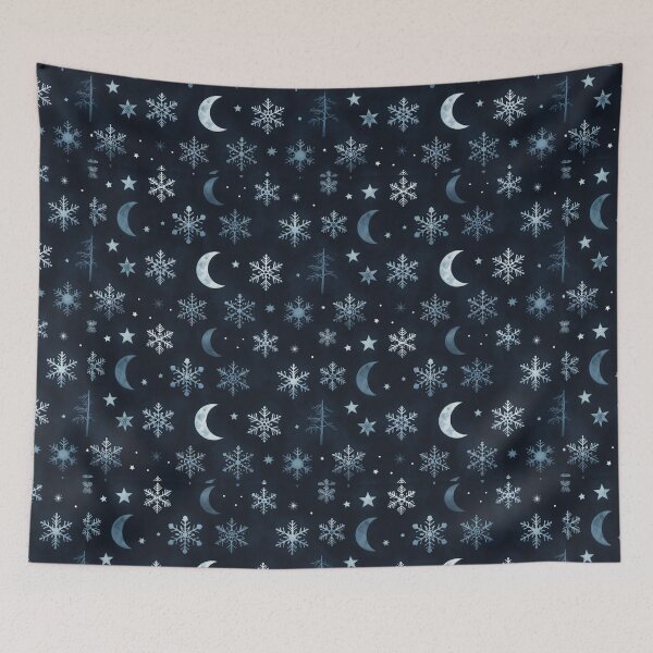 Item preview, Winter Night Snowflakes & Moon Pattern designed and sold by SassyArtistry.