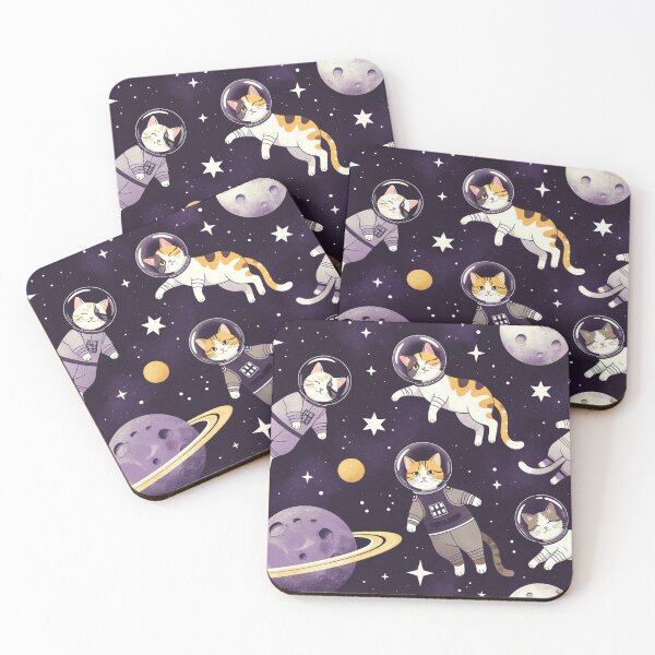 Item preview, Astronaut Cats Floating in Deep Space Pattern designed and sold by SassyArtistry.